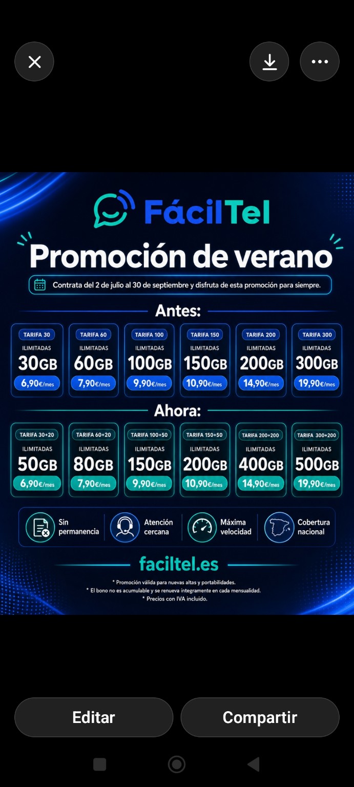 Promoción de verano Faciltel